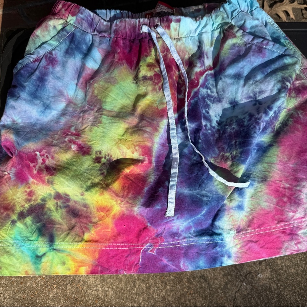 Tie-Dye Drawstring skirt with pockets M